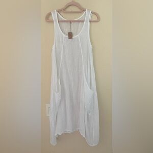 NWT CP Shades Ruthie White 100% Linen Sleeveless Shift Dress Size XS